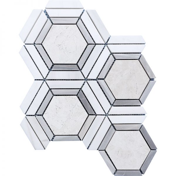 Large Hexagon YM008 Polished Waterjet Mosaic 3 | Shop For Marble ...